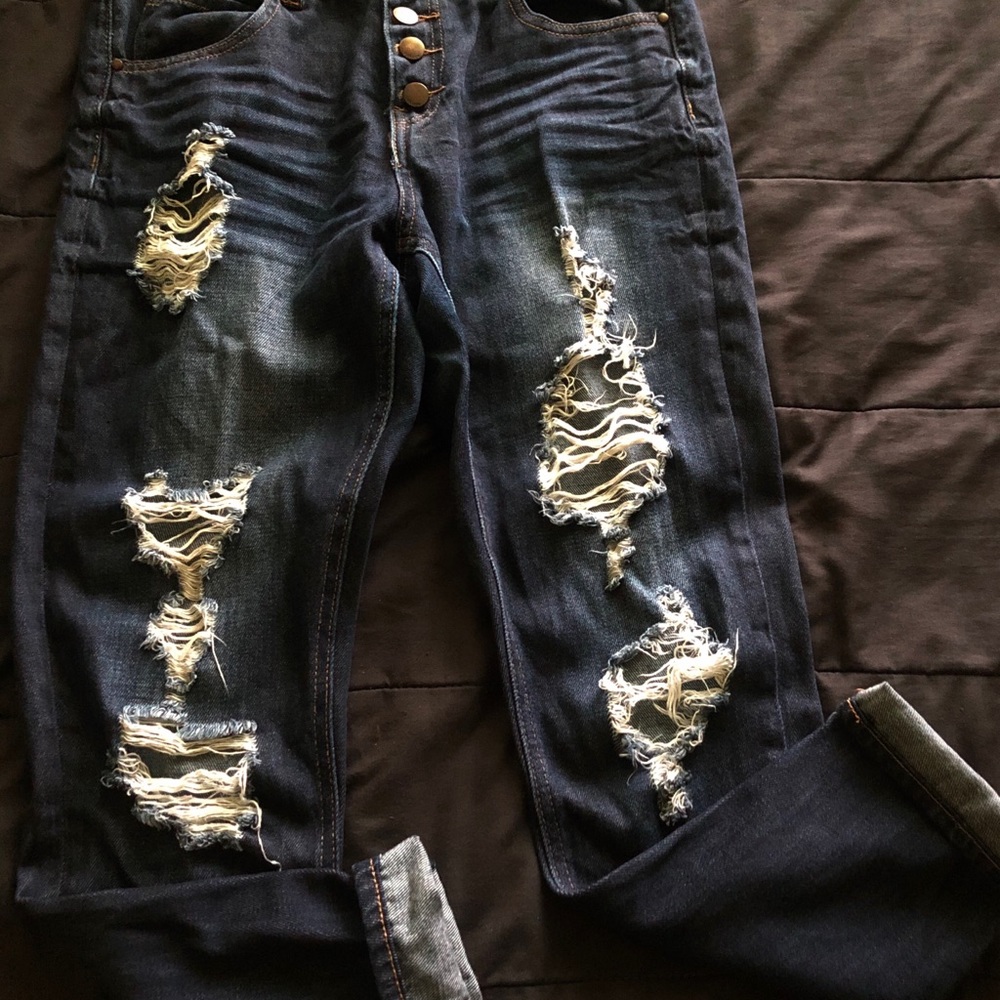Dark Wash Distressed Boyfriend Jean